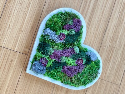 Handcrafted Custom Wood Moss Art Heart, Heart Wall Hanging, Moss Wall Art, Plant Home Décor, Spring Home Accent - image2